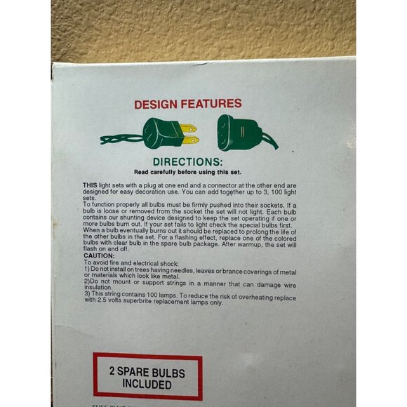 Vintage 100 Add-A-Lites Super Bright Indoor/Outdoor Christmas Lights New - Picture 6 of 7